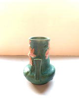 Side of Pink and Green Roseville Vase