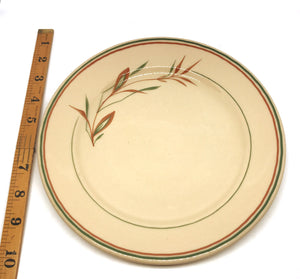 Large Dinner Plate with Leaf Motif and Red, Green Circle