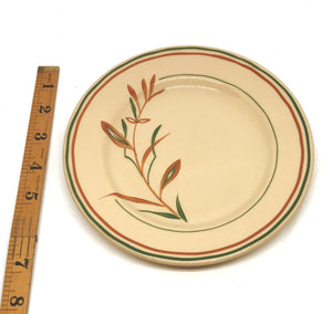 Dessert or Salad Plate with Leaf Motif, Red, Green