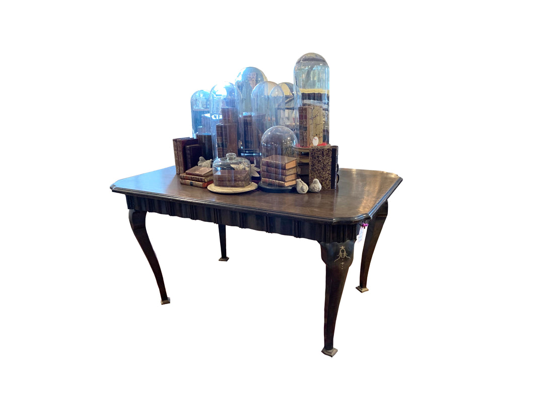 Dark Italian Table with Brass Inlay
