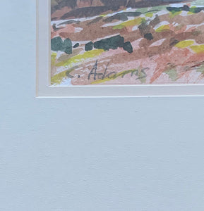 Close up of C. Adams signature on watercolor painting
