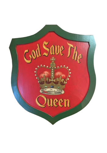 Hand-painted God Save the Queen Wood Shield