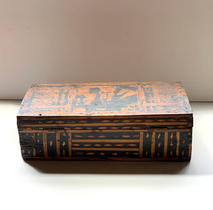 Back of European Primitive Marquetry Box