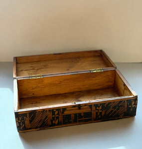 Inside of European Primitive Marquetry Box