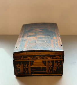 Side of European Primitive Marquetry Box