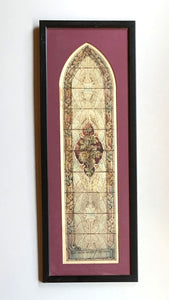 Stained Glass Print with Maroon Mat and Black Frame